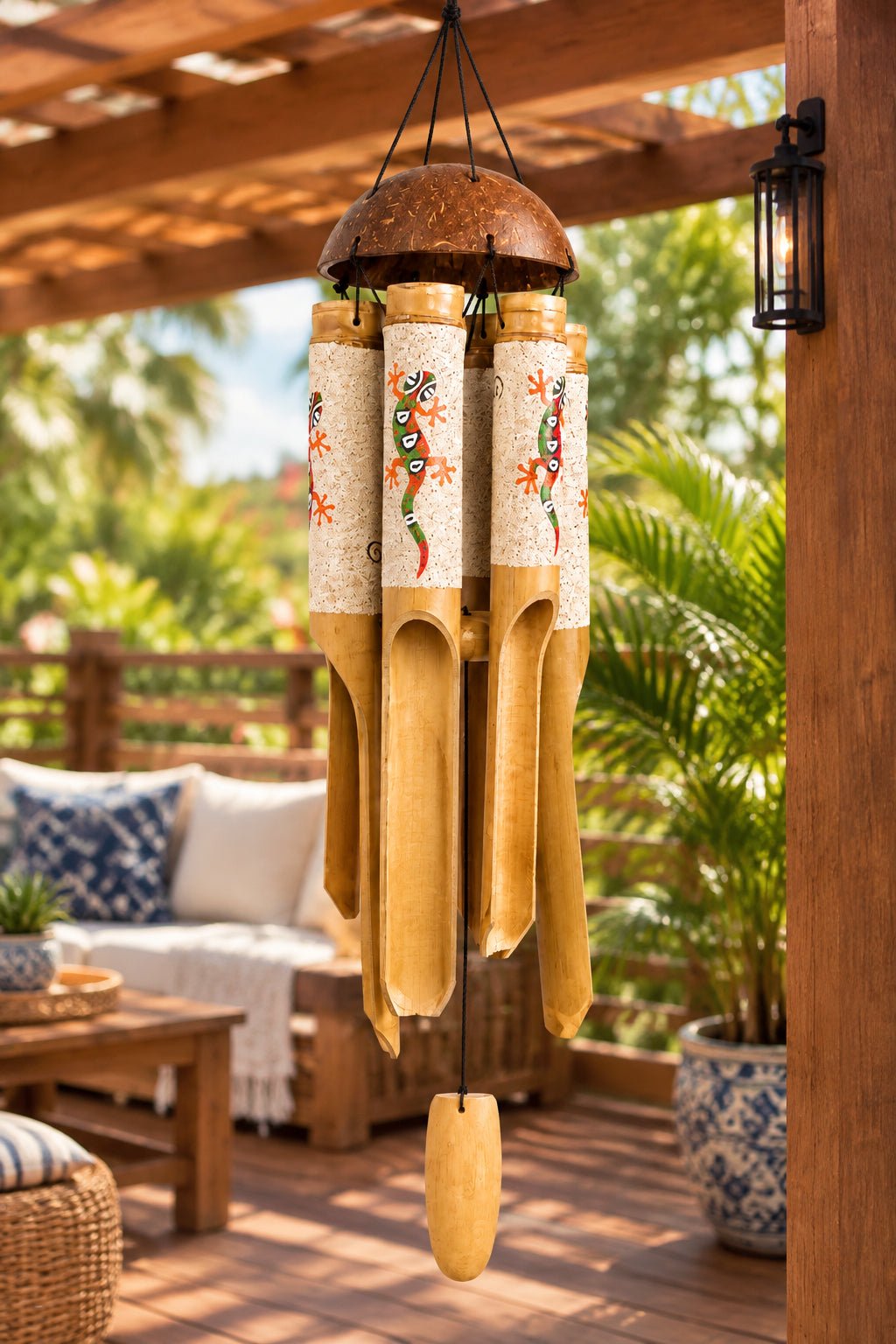 Gecko Sand Painted Wind Chimes Windchimes & Outdoors at World Of Decor NZ