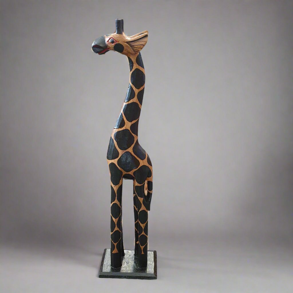 Giraffe Wooden Statue 60cm SCULPTURE/ORNAMENT & ANIMAL at World Of Decor NZ