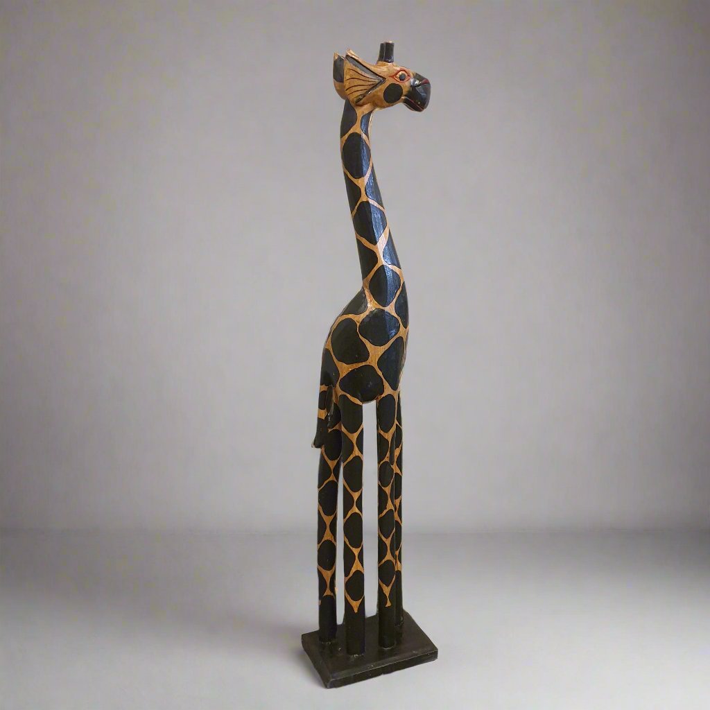 Giraffe wooden Statue 80cm SCULPTURE/ORNAMENT & ANIMAL at World Of Decor NZ