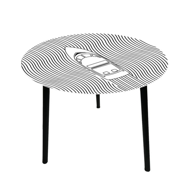 Glass Top Side Table - Black & White Table SIDE TABLE at World Of Decor NZ