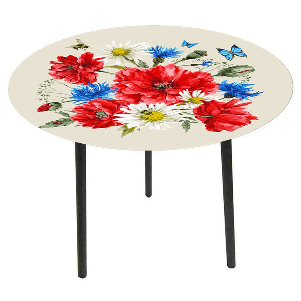 Glass Top Side Table - Floral* SIDE TABLE at World Of Decor NZ