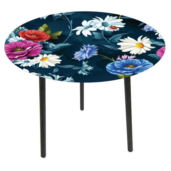 Glass Top Side Table - Flowers at World Of Decor NZ