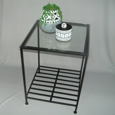 Glass Top Side Table With Shelf SIDE TABLE at World Of Decor NZ