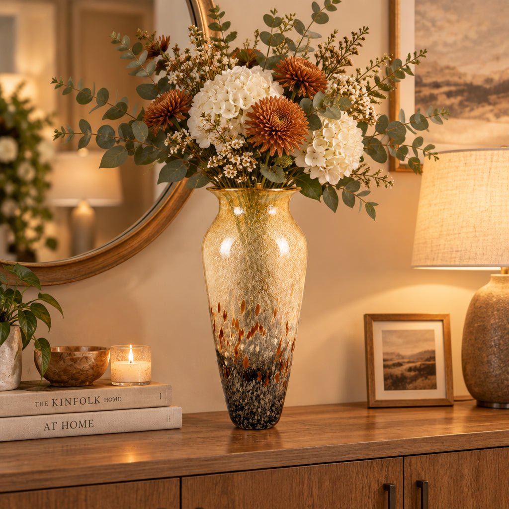 Glass Vase Neutral 16x36cm VASES at World Of Decor NZ