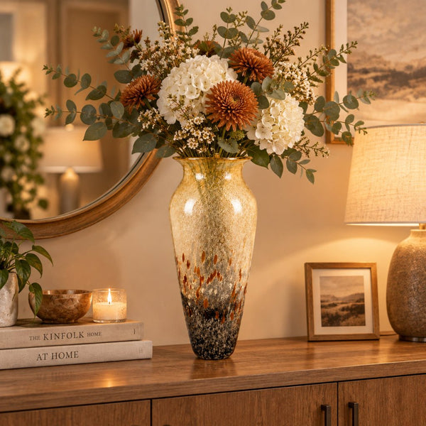 Glass Vase Neutral 16x36cm VASES at World Of Decor NZ