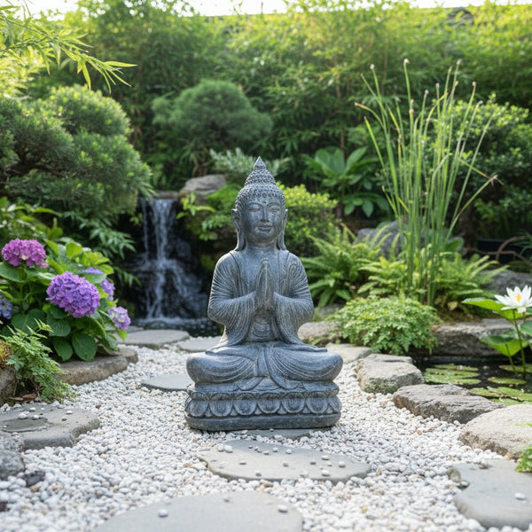 Greeting Buddha 58cm - Greywash BUDDHA at World Of Decor NZ