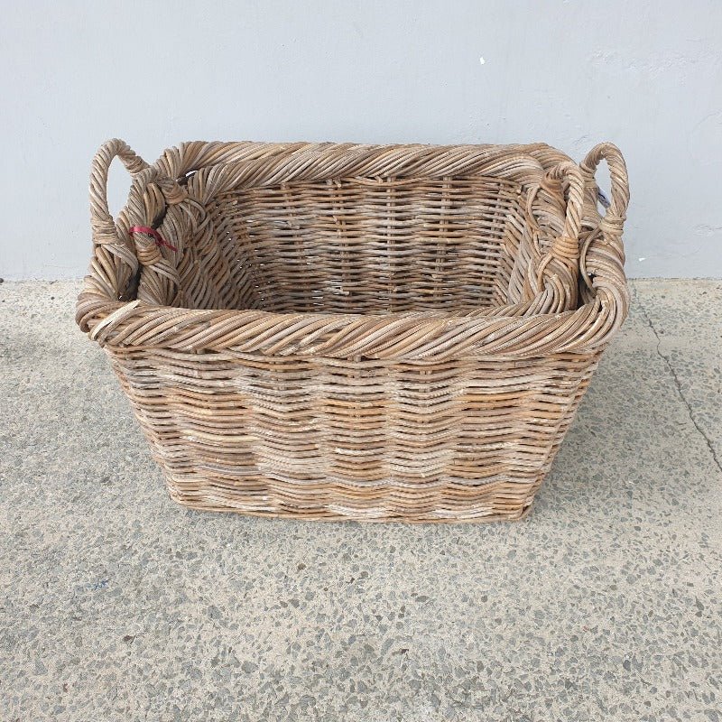 Grey Oval Top Rect Cane Baskets S/2 Cane & Rattan at World Of Decor NZ