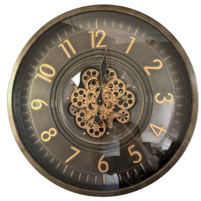 Gunmetal And Brass Gear Clock 66cm CLOCK at World Of Decor NZ