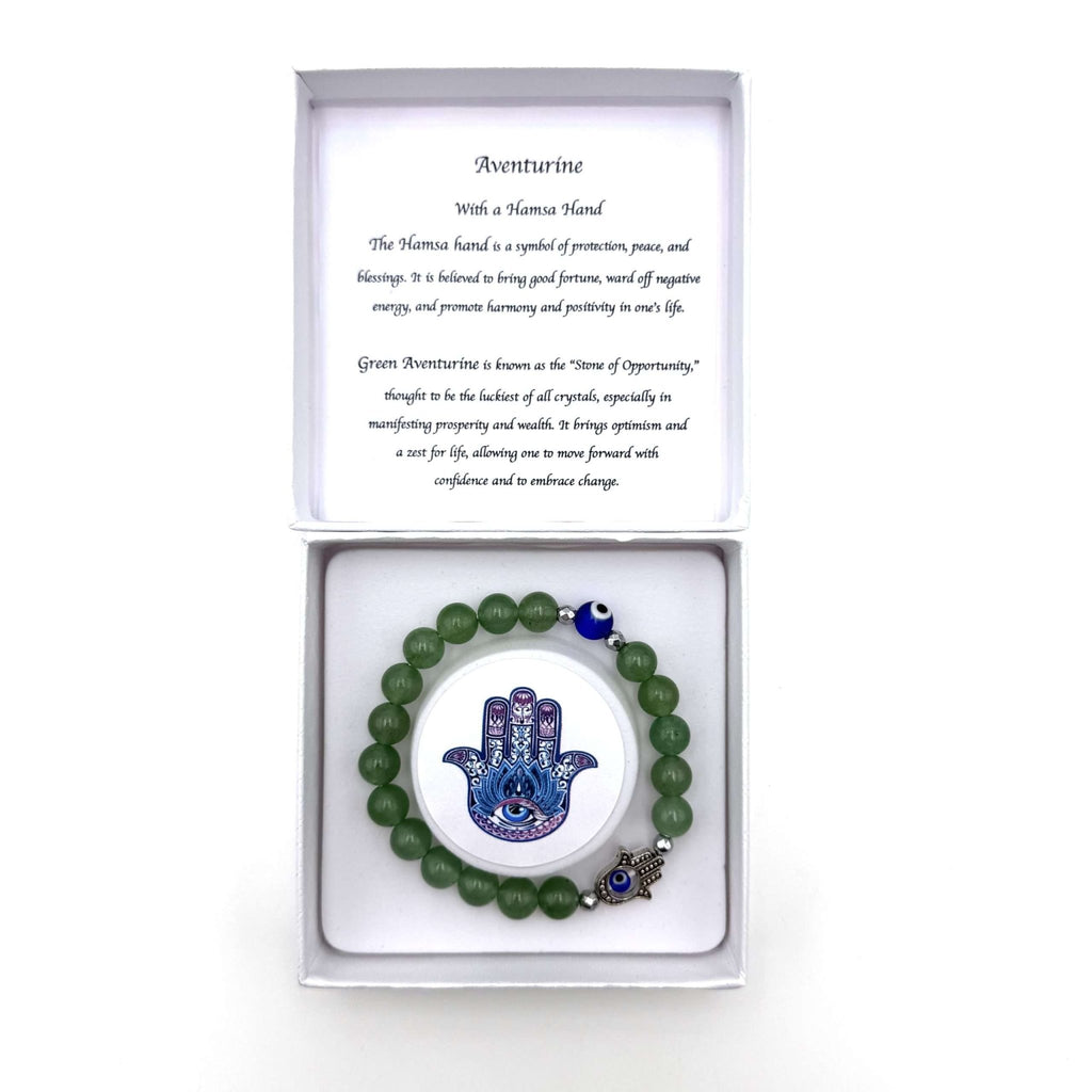 Hamsa Evil Eye Bracelet - Aventurine CRYSTAL at World Of Decor NZ