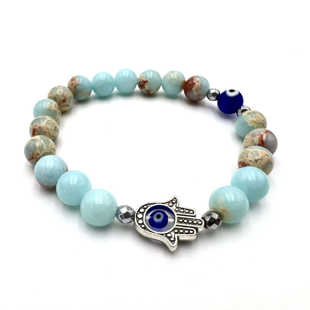 Hamsa Evil Eye Bracelet - Larderite CRYSTAL at World Of Decor NZ
