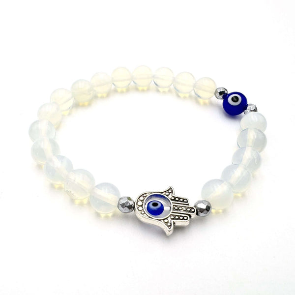 Hamsa Evil Eye Bracelet - Opalite CRYSTAL at World Of Decor NZ