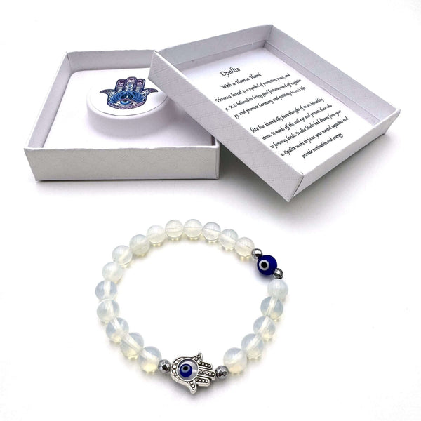 Hamsa Evil Eye Bracelet - Opalite CRYSTAL at World Of Decor NZ