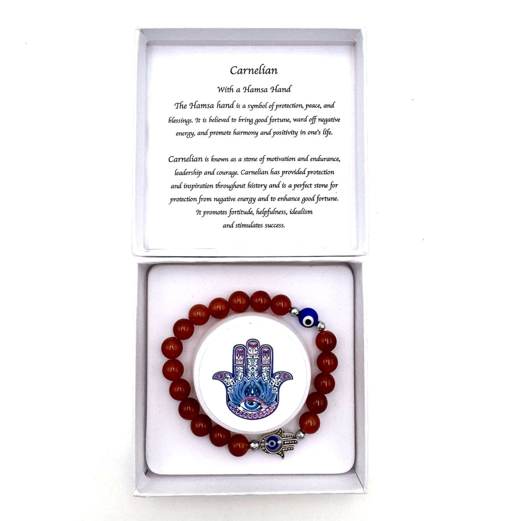 Hamsa Evil Eye Bracelet - Red Agate JEWELLERRY at World Of Decor NZ