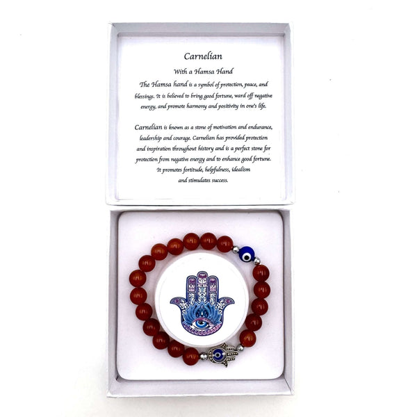 Hamsa Evil Eye Bracelet - Red Agate JEWELLERRY at World Of Decor NZ