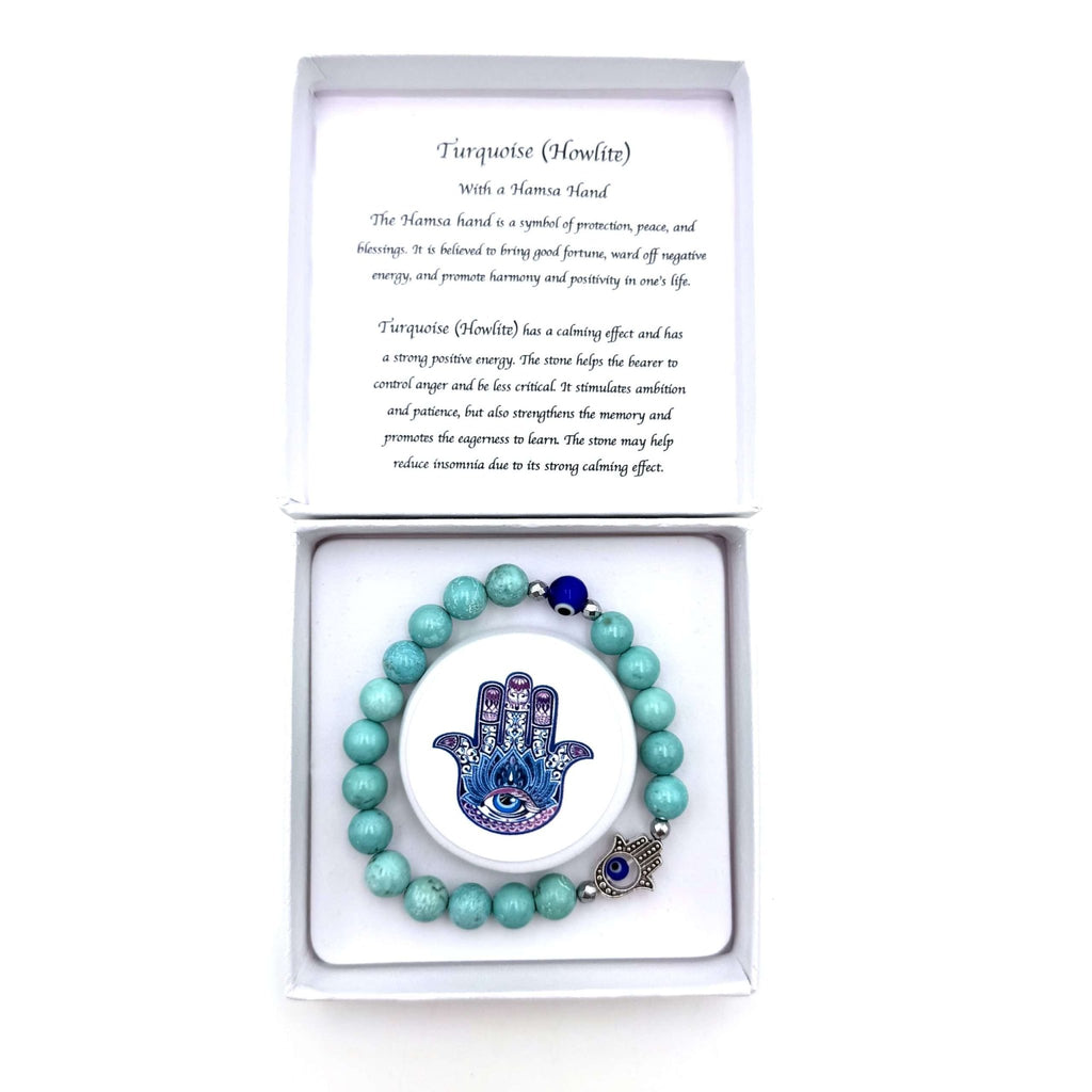 Hamsa Evil Eye Bracelet - Turquoise CRYSTAL at World Of Decor NZ