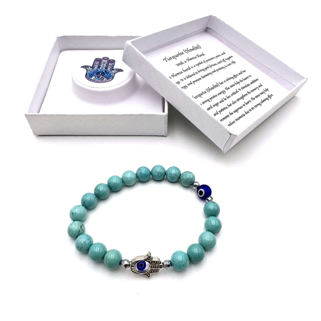 Hamsa Evil Eye Bracelet - Turquoise CRYSTAL at World Of Decor NZ