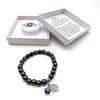 Hamsa Evil Eye Charm Bracelet - Hematite CRYSTAL at World Of Decor NZ
