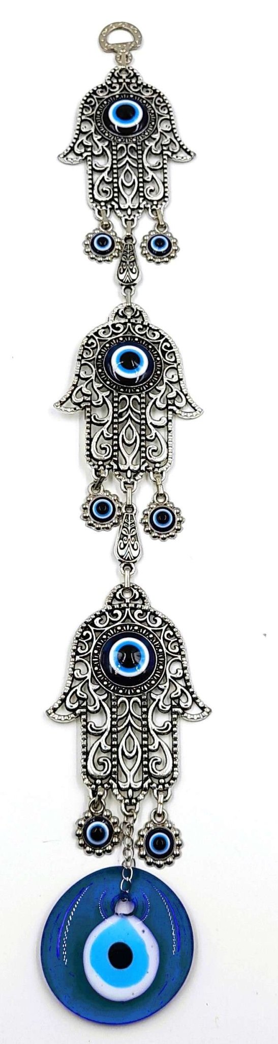 Hamsa Evil Eye Metal And Glass Wall Hanging Wall Art, Affirmations & Hangings at World Of Decor NZ