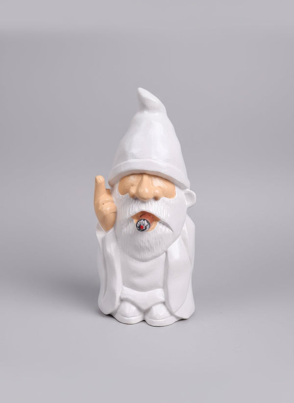 Happy Gnome With Cigar White 45cm GARDEN & OUTDOOR at World Of Decor NZ