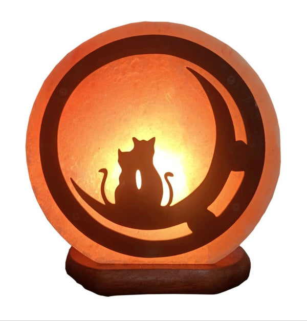 Himalayab Salt Lamp - Cats & Moon SALT LAMP at World Of Decor NZ