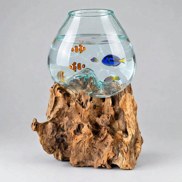 Jumbo Recycle Glass Aquarium Infused Onto Driftwood Home Accessories at World Of Decor NZ