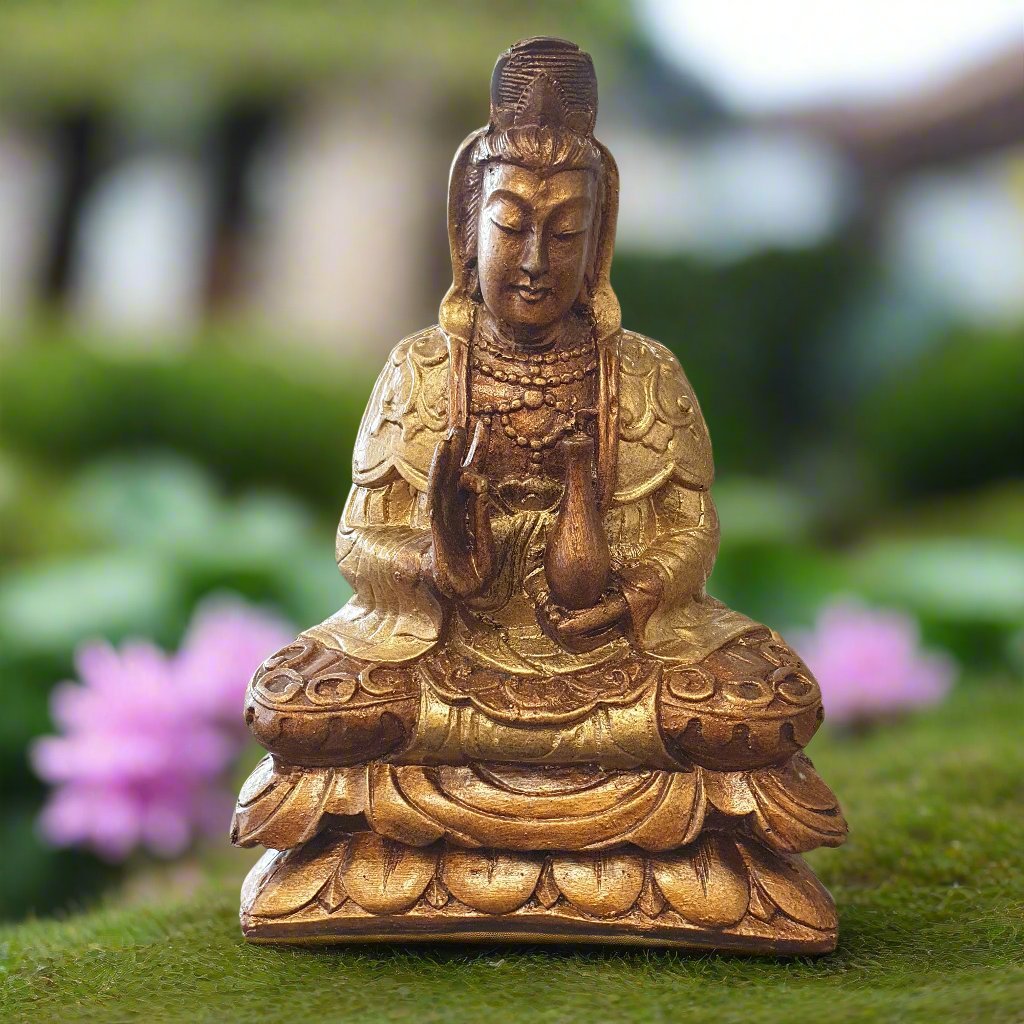 Kwan Ying - Gold Poly Resin Buddhas at World Of Decor NZ