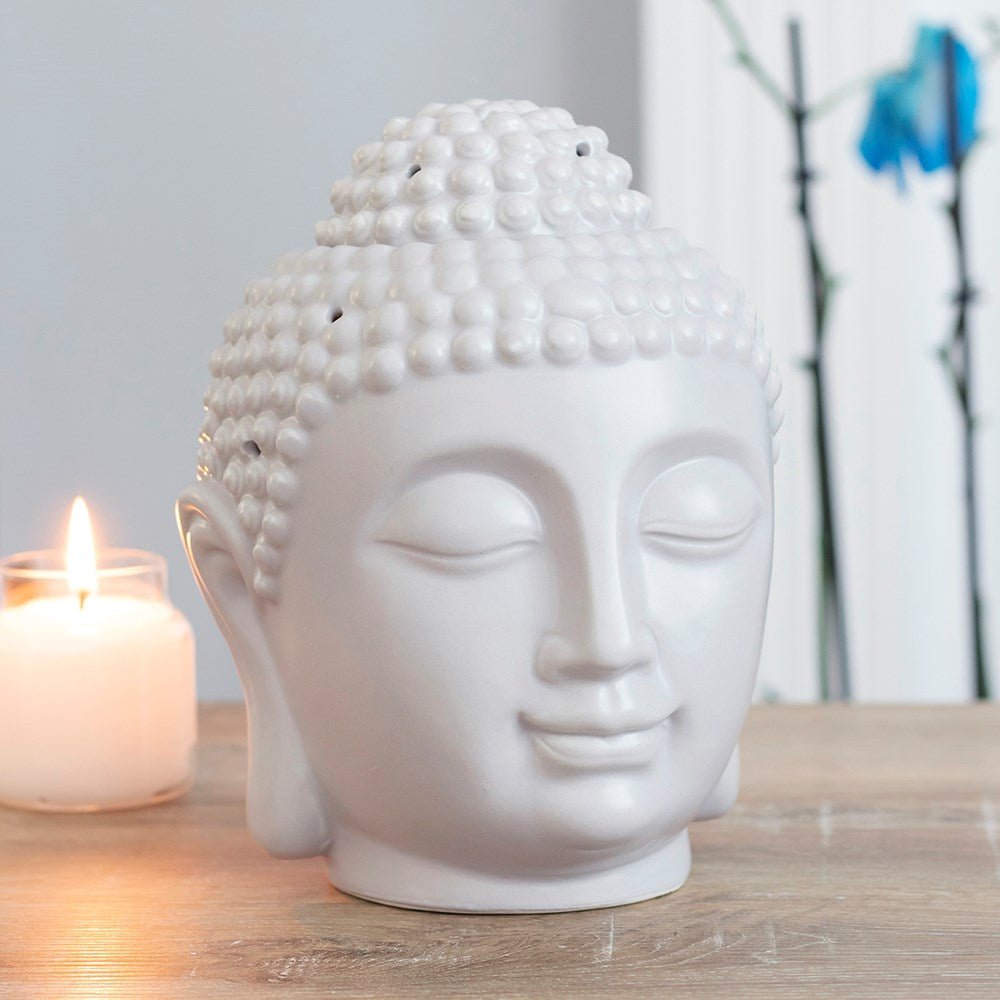 Large Grey Buddha Head Oil Burner at World Of Decor NZ