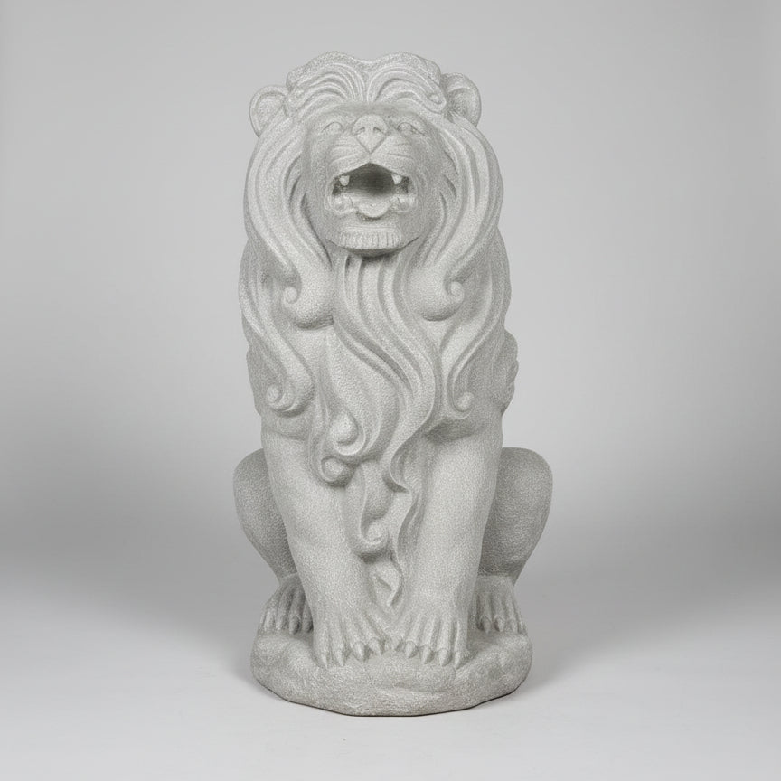 Lion Statue 108cm - Grey Natural GARDEN & OUTDOOR at World Of Decor NZ