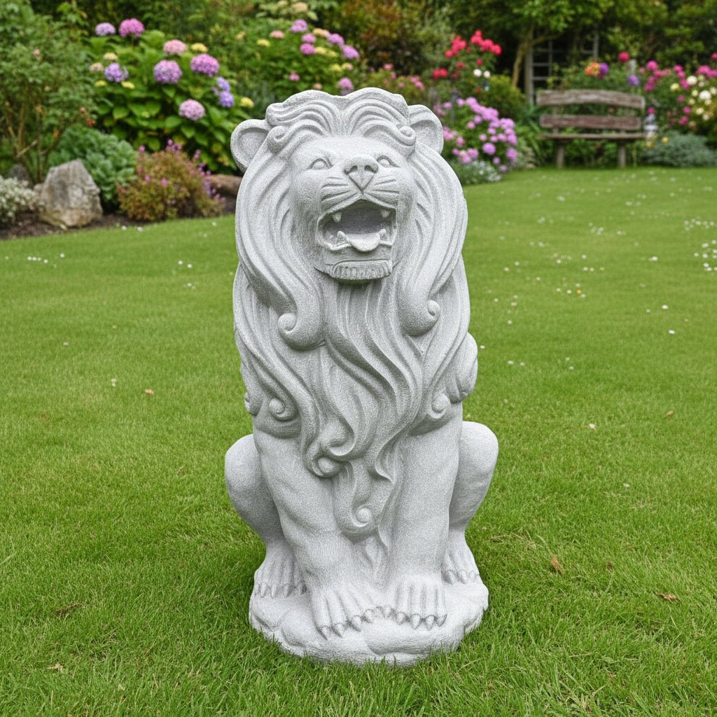 Lion Statue 108cm - Grey Natural GARDEN & OUTDOOR at World Of Decor NZ