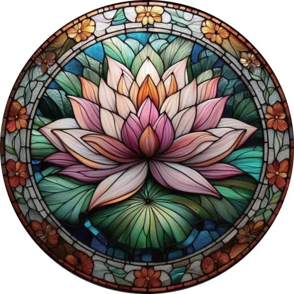 Lotus Flower Stained Glass Hanger 30cm Wall Art, Affirmations & Hangings at World Of Decor NZ