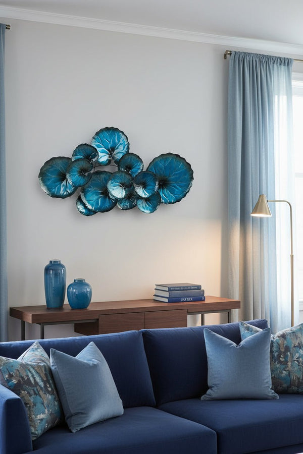 Lotus Leaf Wall Art-Blue Wall Art, Affirmations & Hangings at World Of Decor NZ