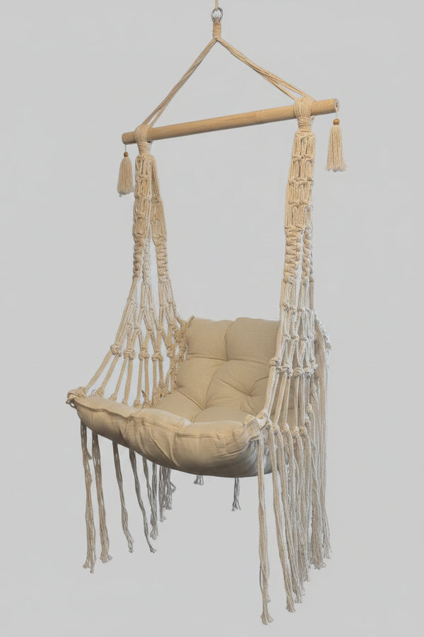 Macrame Hanging Chair With Cushion ACCESSORIES at World Of Decor NZ