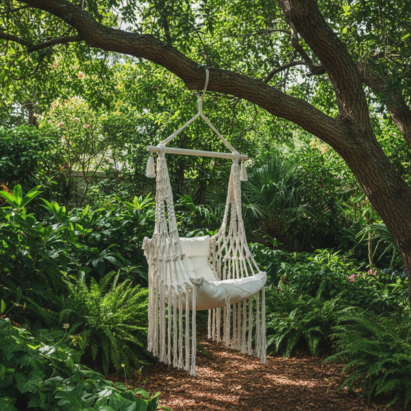 Macrame Hanging Chair With Cushion ACCESSORIES at World Of Decor NZ