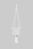 Macrame Pot Hanging Single 22cm-White Pot Plant Hangers & Holders at World Of Decor NZ