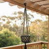 Macrame Pot Plant Hanger -Single Black 28cm Pot Plant Hangers & Holders at World Of Decor NZ