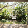 Macrame Pot Plant Hanger-Single White 28cm Pot Plant Hangers & Holders at World Of Decor NZ
