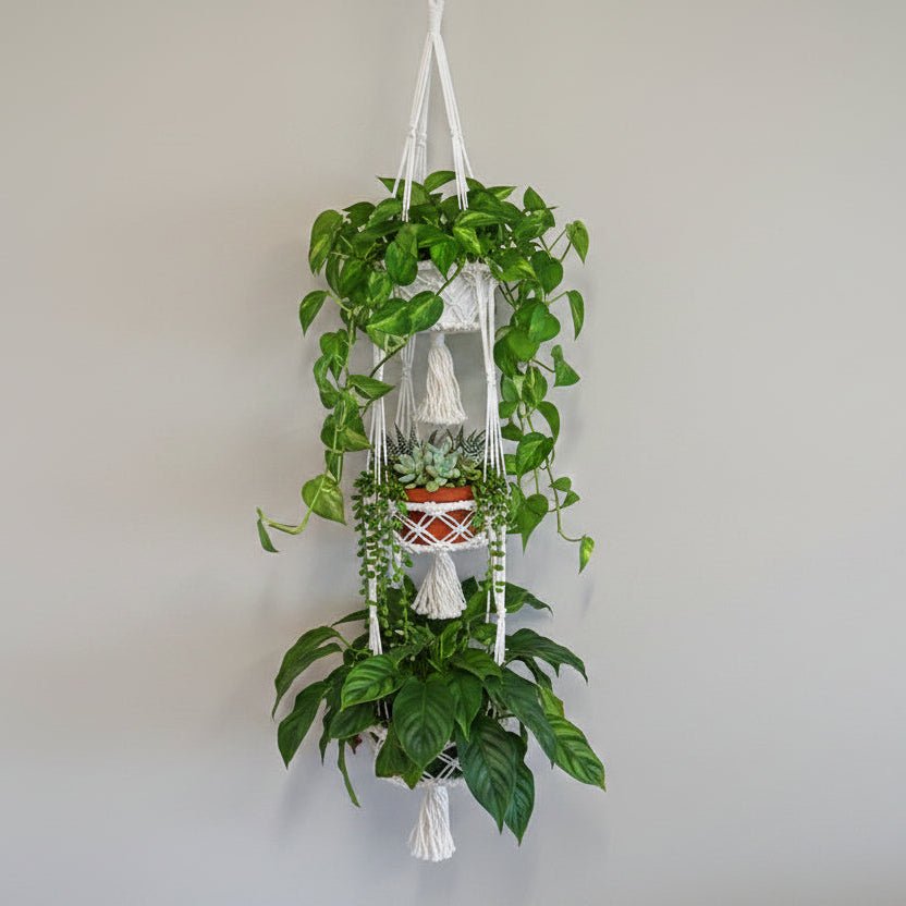 Marcrame Pot Plant Hanger 3 Tier Pot Plant Hangers & Holders at World Of Decor NZ