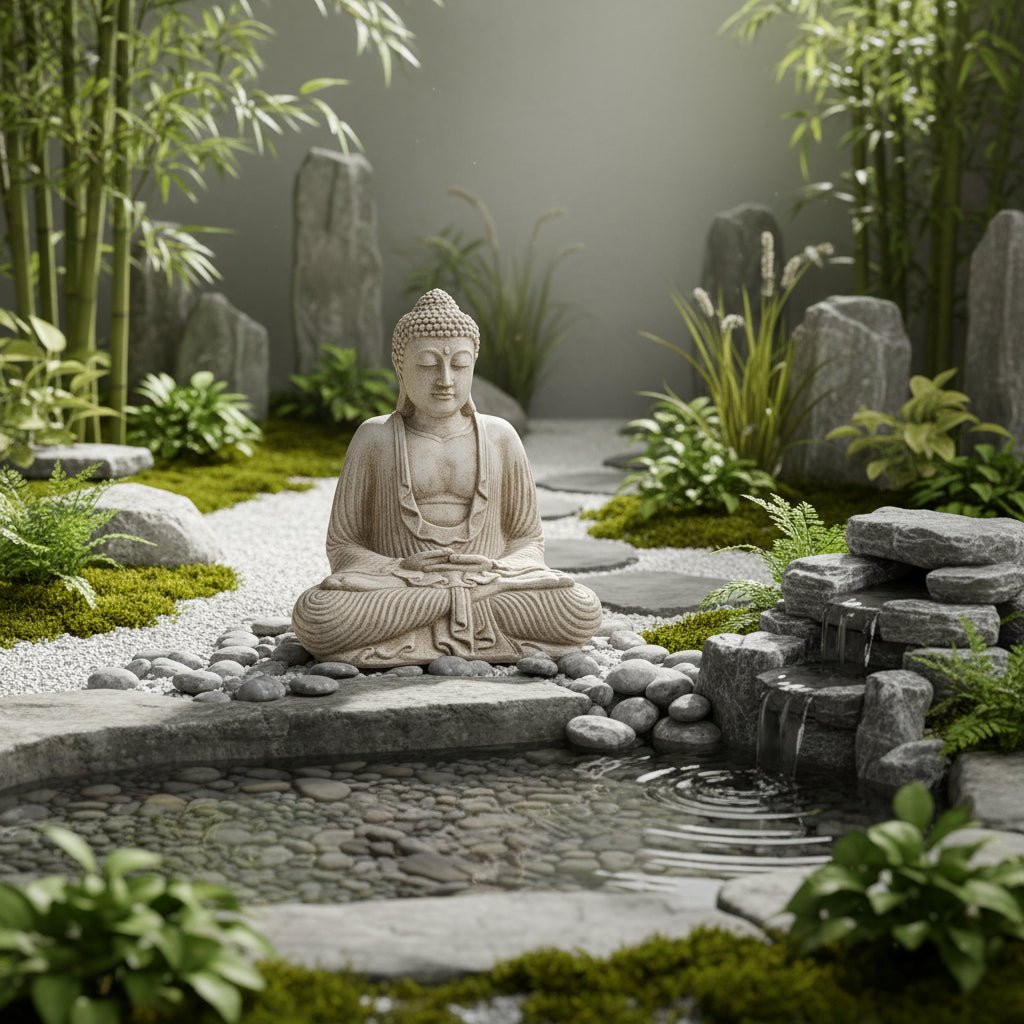 Meditation Buddha 40cm - Rustick White BUDDHA at World Of Decor NZ