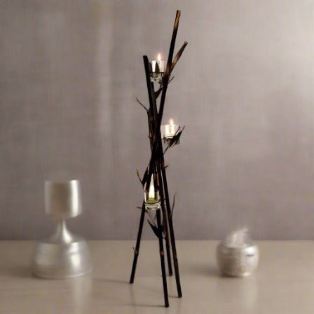 Metal Bamboo Branch 3 Candle Holders CANDLES HOLDER at World Of Decor NZ
