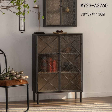 Metal glass cabinet - 3 shelve 104cm Furniture at World Of Decor NZ