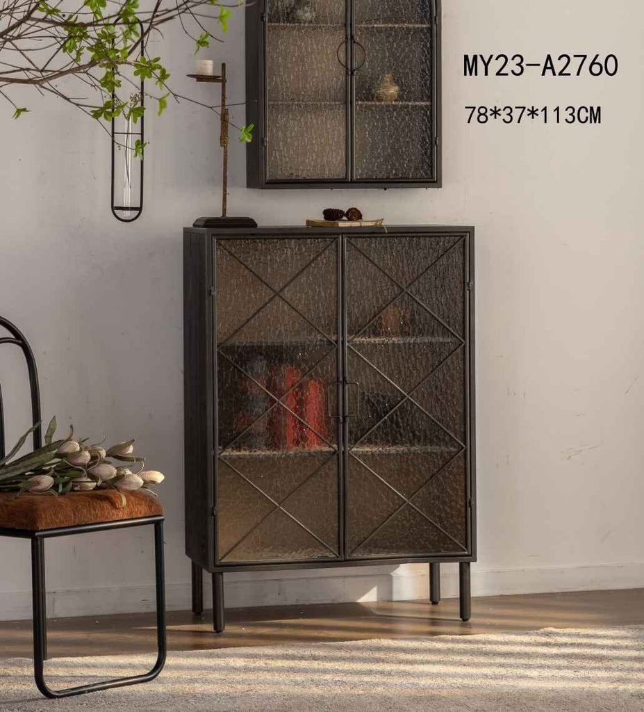 Metal glass cabinet - 3 shelve 104cm Furniture at World Of Decor NZ