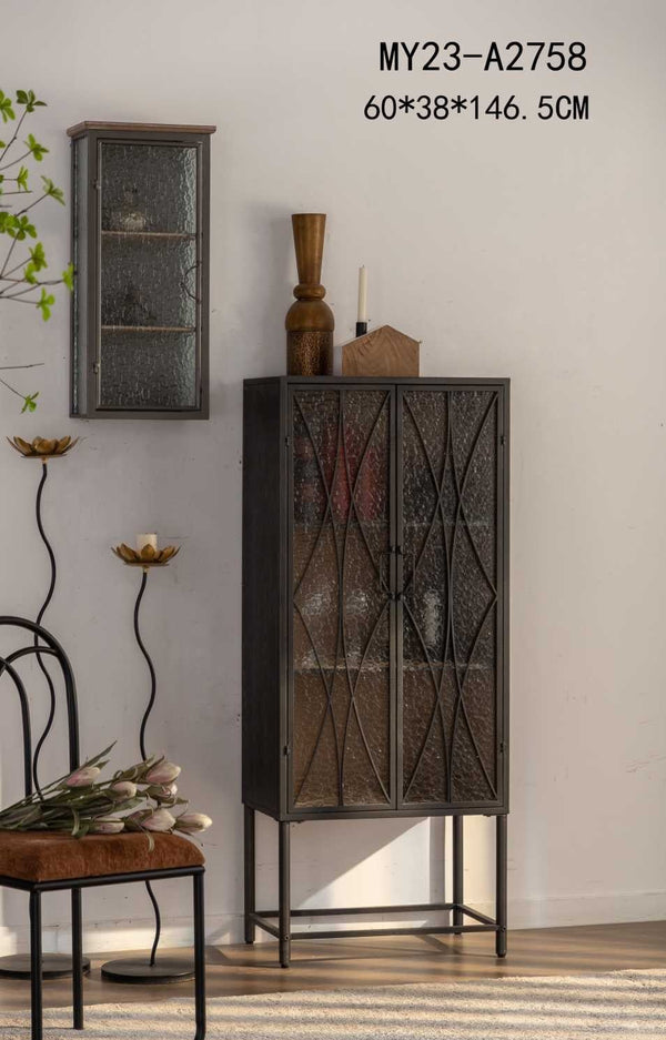 Metal glass cabinet - 3 shelve 147cm Furniture at World Of Decor NZ