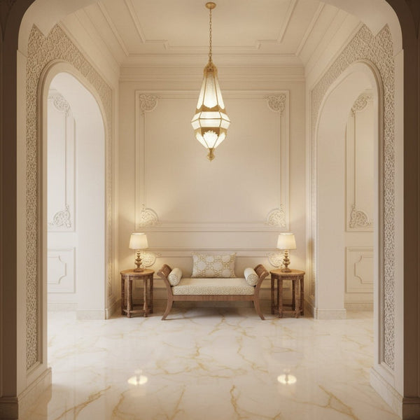 Morroccan Lamp Flower Bell Drop Gold Froster MORROCCAN LAMP at World Of Decor NZ