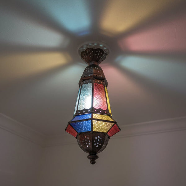 Morroccan Lamp Flower Bell Drop Multicolor MORROCCAN LAMP at World Of Decor NZ