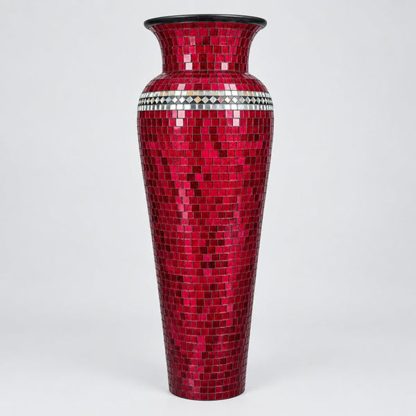 Mosaic Inlay Vase 80cm-Red VASES at World Of Decor NZ