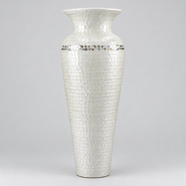 Mosaic Inlay Vase 80cm-White VASES at World Of Decor NZ