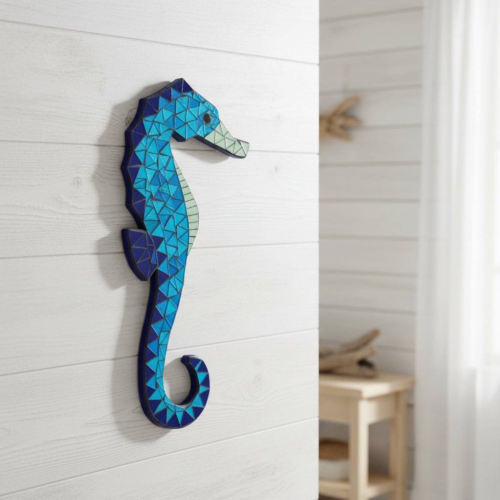 Mosaic Wall Hanging-Seahorse 50cm Wall Art, Affirmations & Hangings at World Of Decor NZ