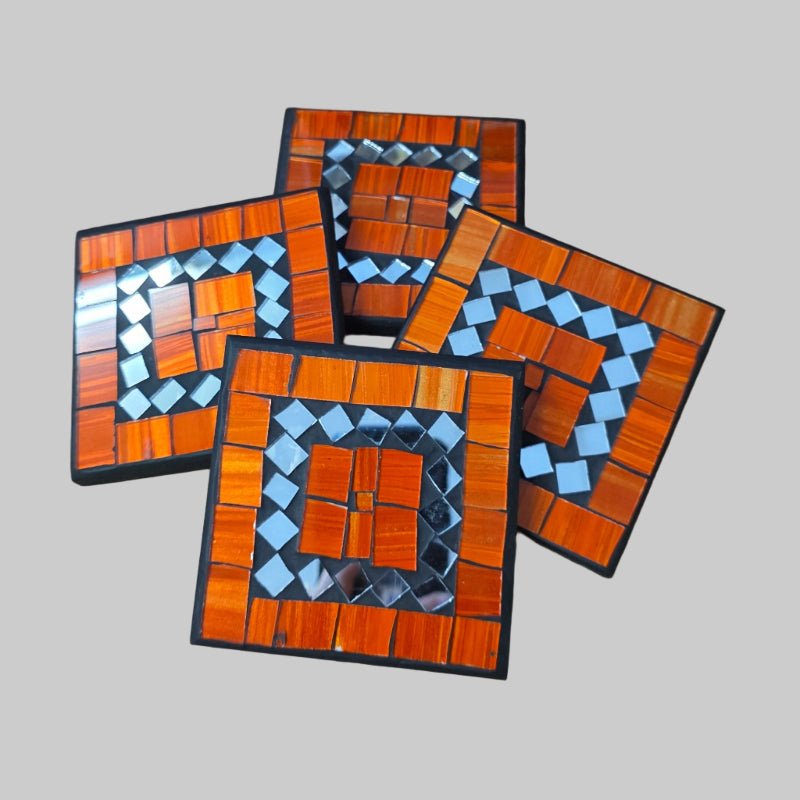 Mosiac Coaster S/4 - Orange COASTER at World Of Decor NZ