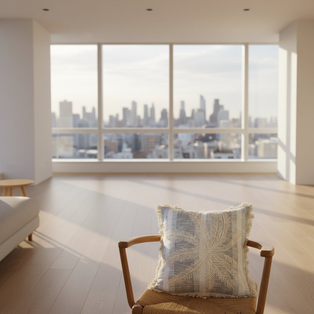 Natural Palm Embroidede Cushion 45cm CUSHION at World Of Decor NZ