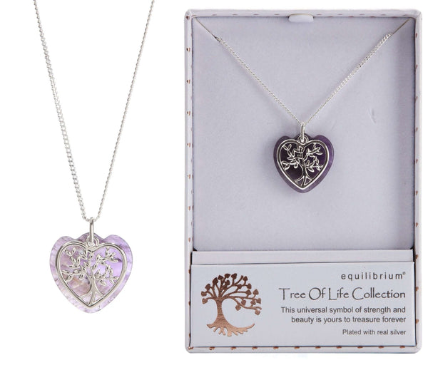 Necklace Tree of Life Heart Shaped Amethyst* JEWELLERRY at World Of Decor NZ